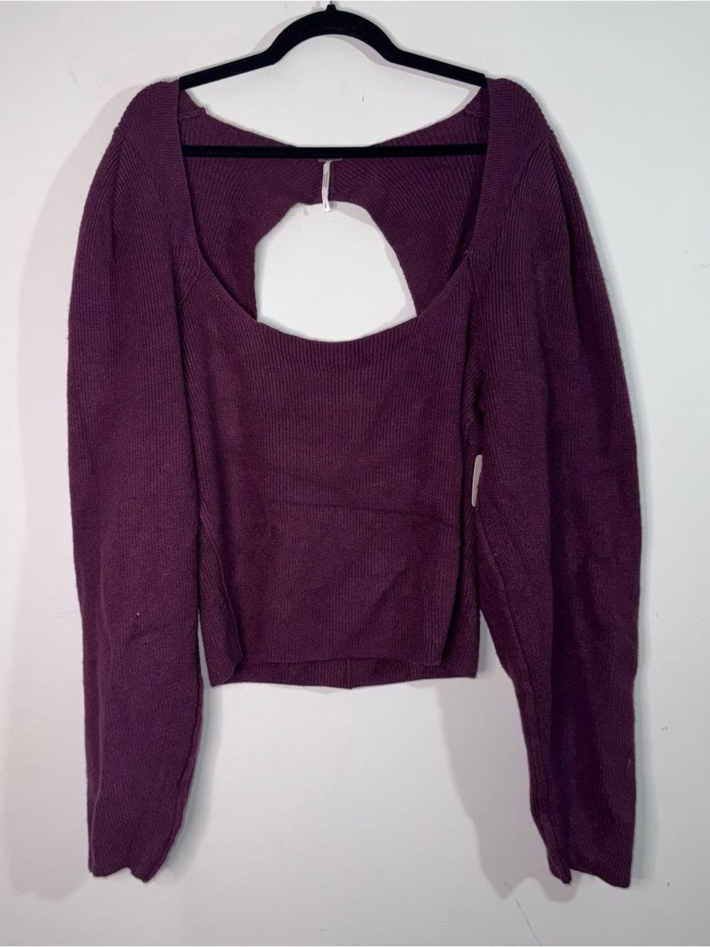 Free People NWT Women’s L Pomegranate Wine Cutout Open Back Sweater